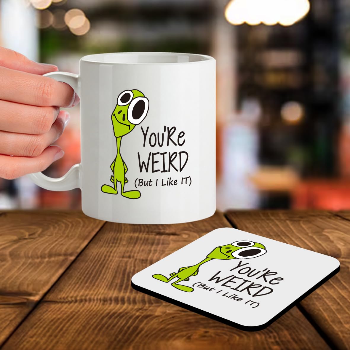 Kruzroyal SM091 You're Weird (but i Like it) - 11OZ Mug & Matching Coaster Set