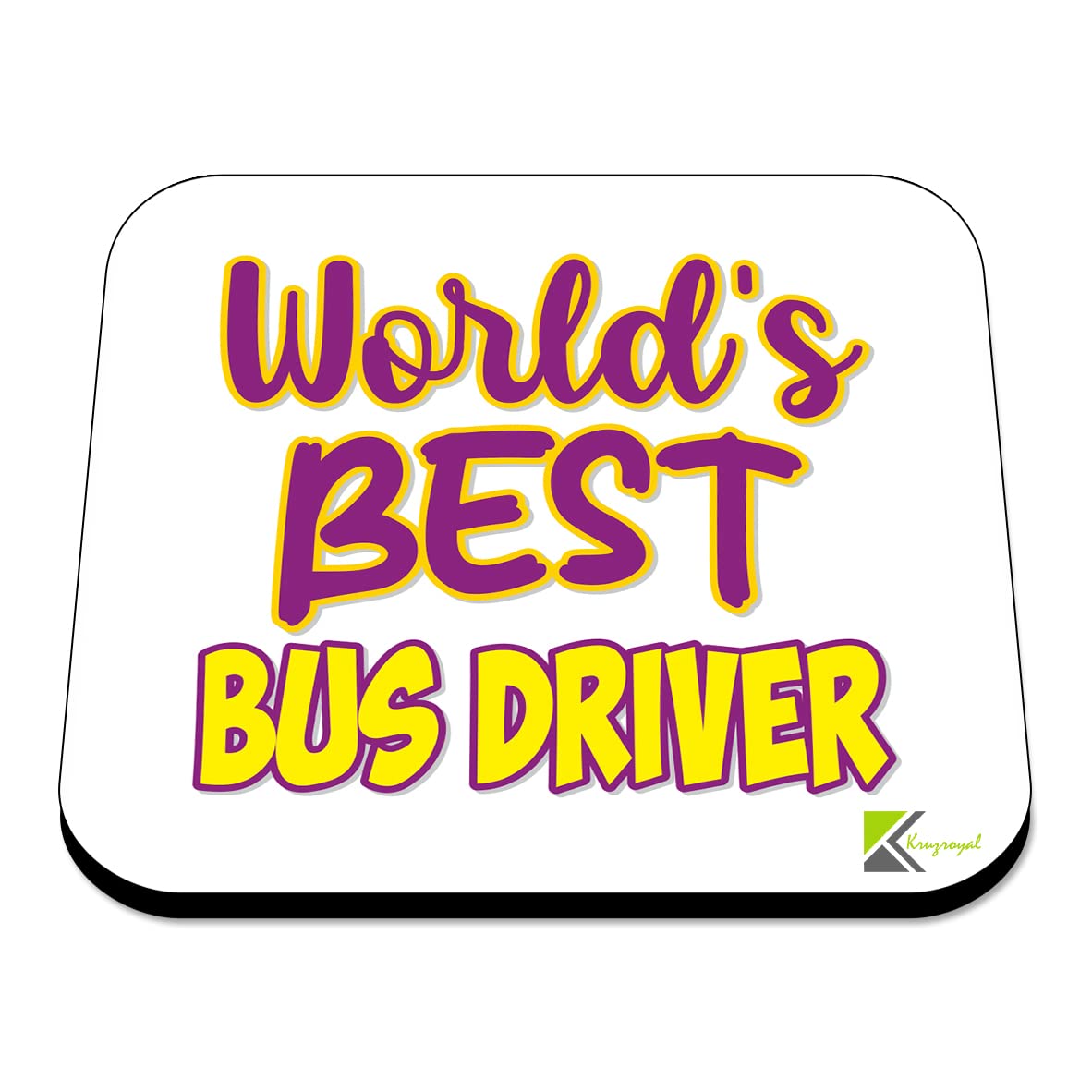 WB078 World's Best Bus Driver MDF Wooden Coaster by Kruzroyal | Gift for Bus Driver | Unique Novelty Present | 9cm x 9cm | Coffee Tea MDF Wooden Coaster