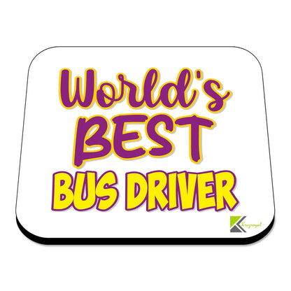 WB078 World's Best Bus Driver MDF Wooden Coaster by Kruzroyal | Gift for Bus Driver | Unique Novelty Present | 9cm x 9cm | Coffee Tea MDF Wooden Coaster