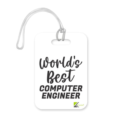 LT407 World's Best Computer Engineer Novelty Funny Unique Designer Gift, Suitcase, Glossy Plastic Luggage Tag for Computer Engineer