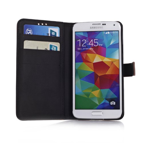 Leather Flip Case Cover for Samsung Galaxy S5 - Black / Light Brown / Medium Brown / Dark Brown