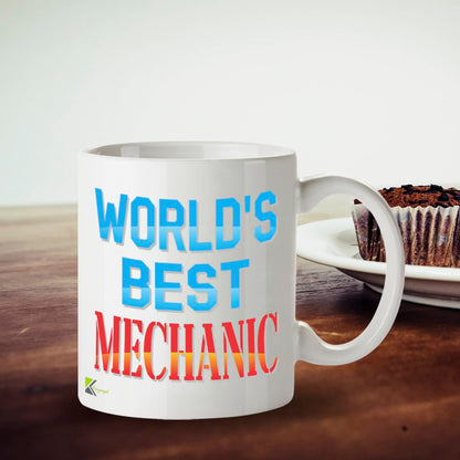 Kruzroyal DZ884 World's Best Mechanic Mug 11oz - White Ceramic Cup for Car Technician, Dad - Funny Birthday, Father's Day, Thank You Present