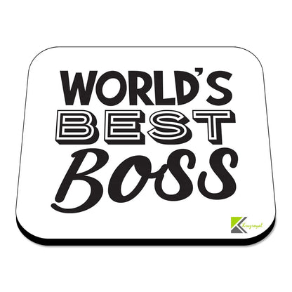 WB012 World's Best Boss MDF Wooden Coaster by Kruzroyal | Gift for Boss| Unique Novelty Present | 9cm x 9cm | Coffee Tea MDF Wooden Coaster