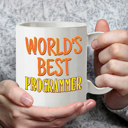 Kruzroyal DZ887 World’s Best Programmer Mug 11oz – Funny Coffee Cup Gift for Software Developer, Coder, Engineer – White Ceramic Cup for Work Desk – Birthday, Thank You, Techie Present