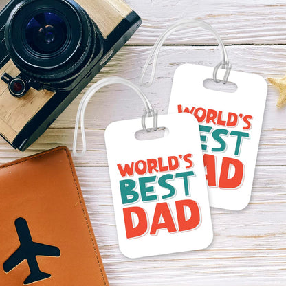 LT413 World's Best DAD Novelty Funny Unique Designer Gift, Suitcase, Glossy Plastic Luggage Tag for DAD