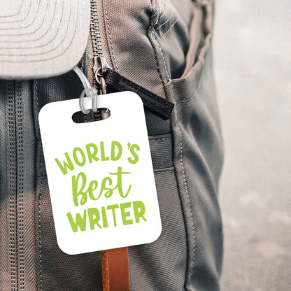 LT421 World's Best Writer Novelty Funny Unique Designer Gift, Suitcase, Glossy Plastic Luggage Tag for Writer