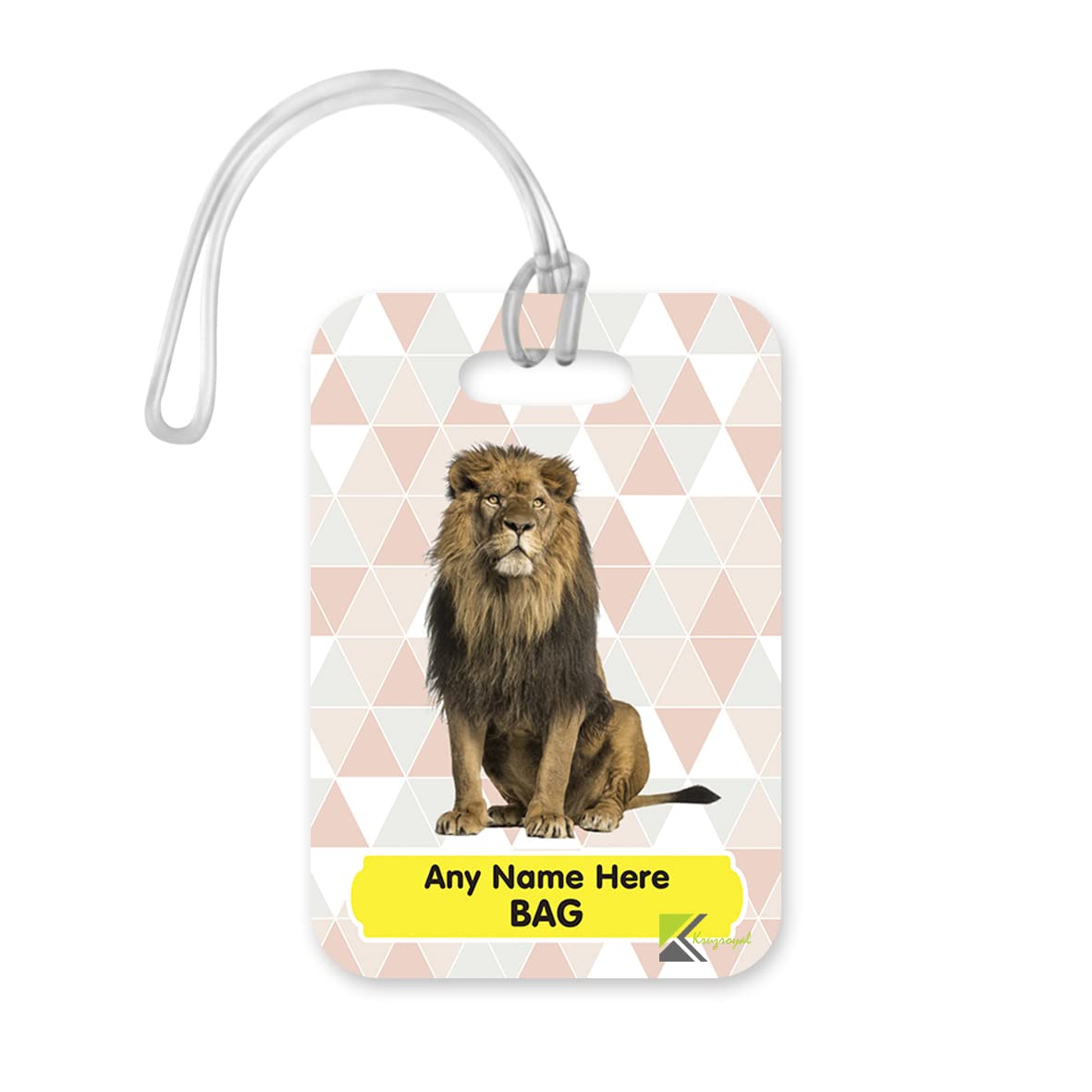 PLT246 Personalised Name's Bag with Lion Image Novelty Funny Unique Designer Gift Glossy Plastic Suitcase Luggage Tag