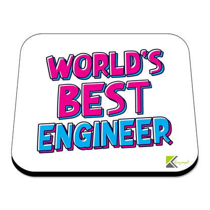WB002 World's Best Engineer MDF Wooden Coaster by Kruzroyal | Gift for Engineer | Unique Novelty Present | 9cm x 9cm | Coffee Tea MDF Wooden Coaster
