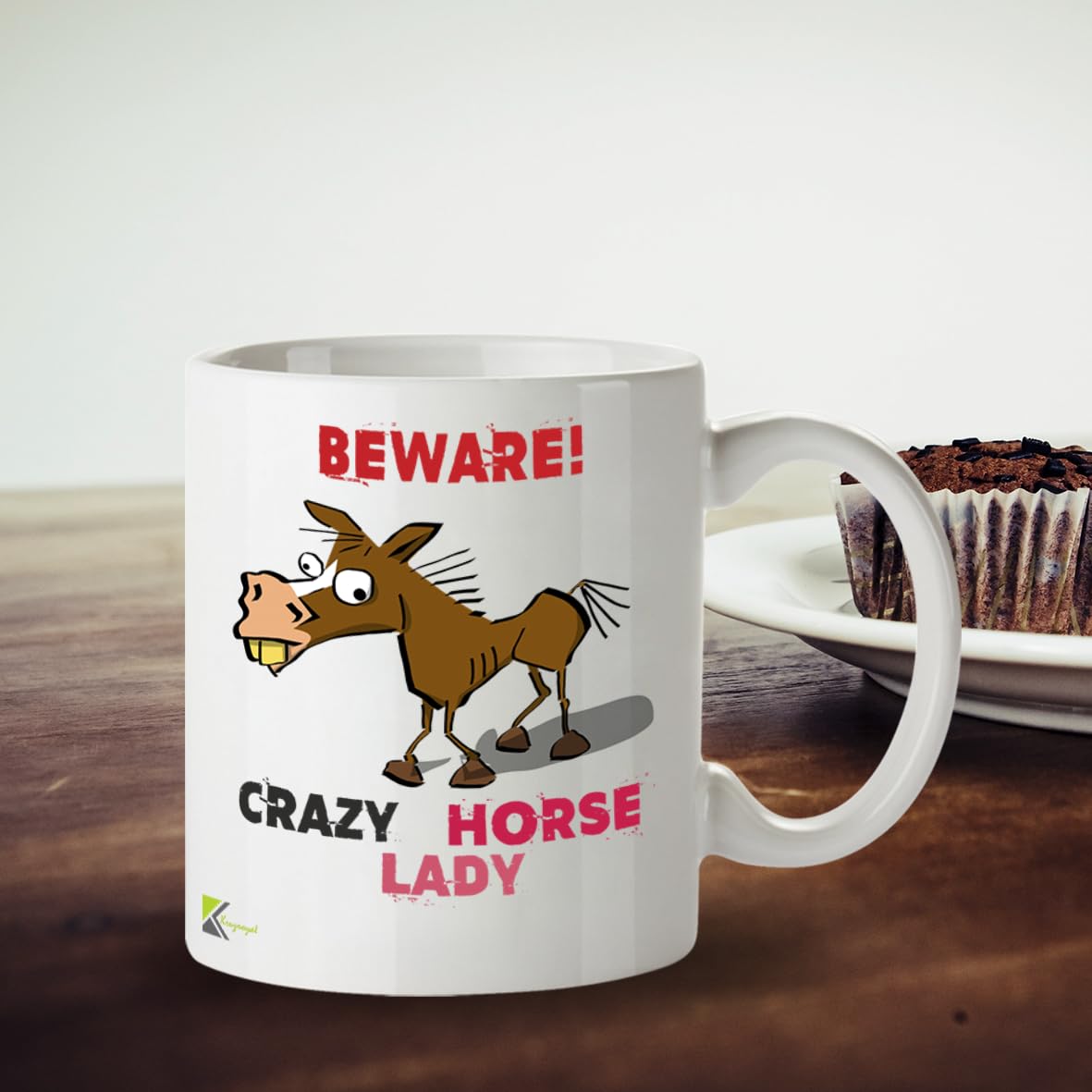 Kruzroyal Beware Crazy Horse Lady Mug - Funny Horse Gift for Women - 11oz Ceramic Coffee Mug - Equestrian Lover Gift - DZ047