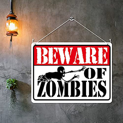 Kruzroyal MP361 BEWARE OF ZOMBIES. Funny Novelty Retro Vintage Metal Wall Sign Plaque 20cm x 15cm