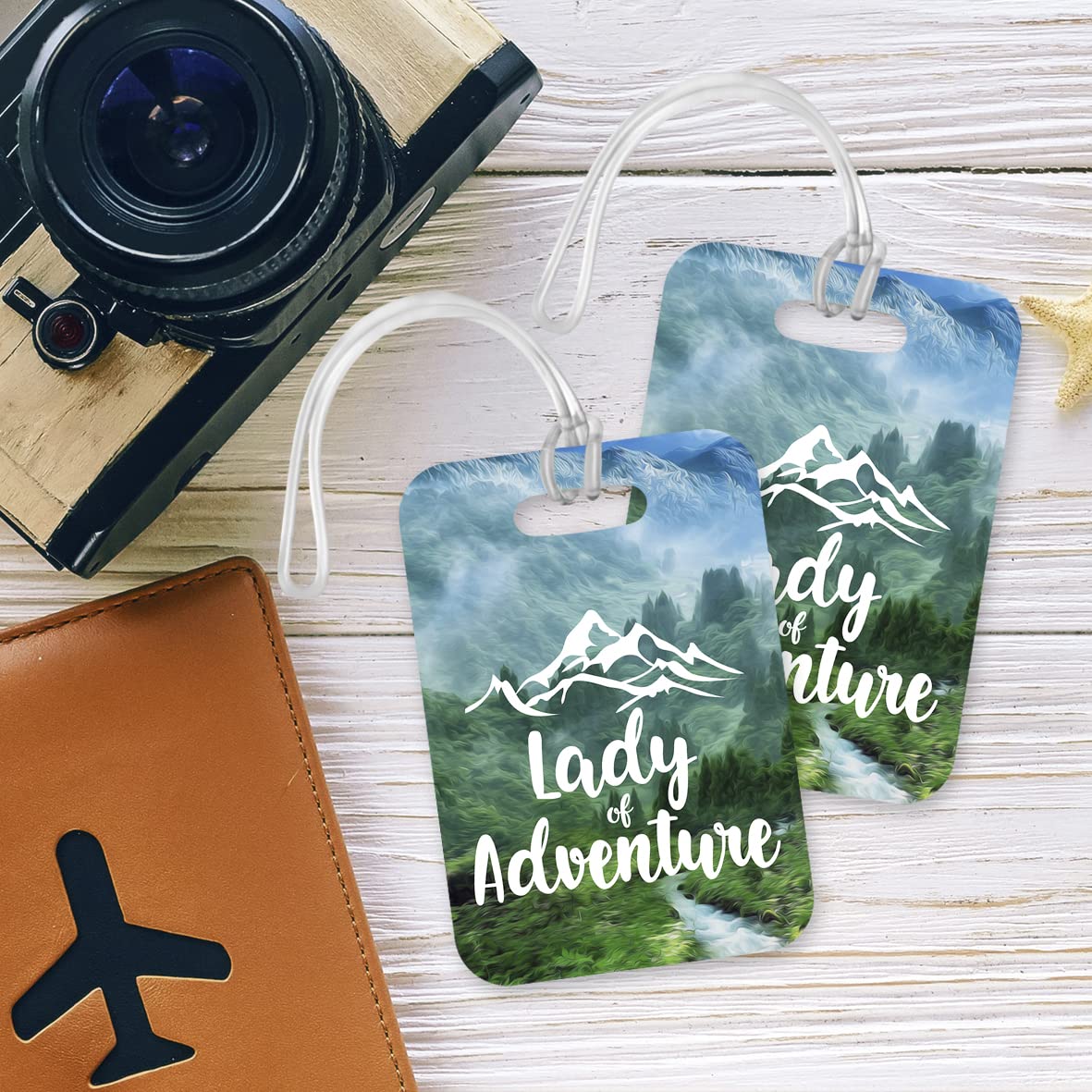 LT151 Lady of Adventure Novelty Funny Unique Designer Gift Glossy Plastic Suitcase Luggage Tag