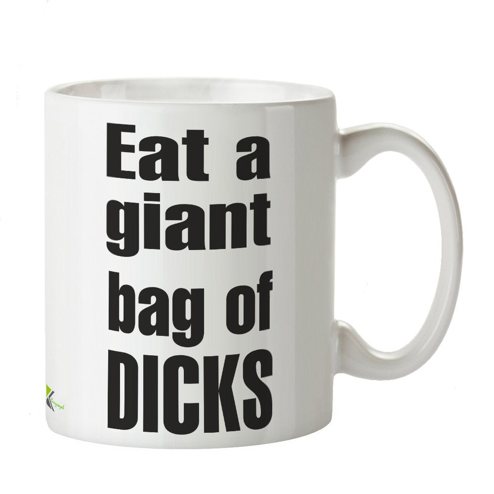 Kruzroyal Rude Gag Gift Mug, Eat A Giant Bag of D*CKS Design, Funny Offensive Coffee Cup for Best Friend, Colleague or Secret Santa, White Ceramic, 11 oz