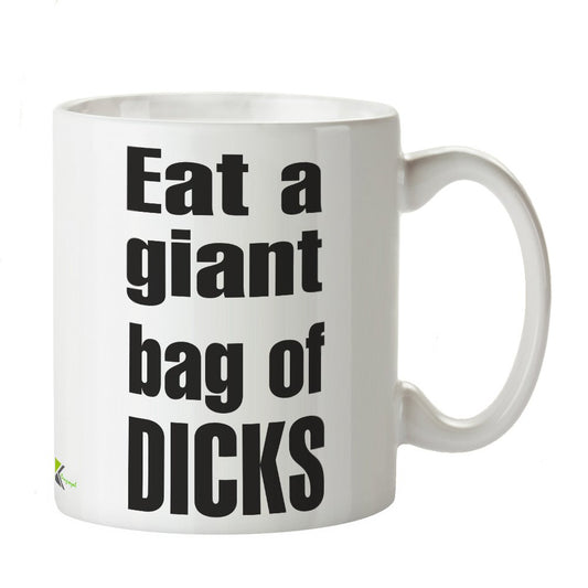 Kruzroyal Rude Gag Gift Mug, Eat A Giant Bag of D*CKS Design, Funny Offensive Coffee Cup for Best Friend, Colleague or Secret Santa, White Ceramic, 11 oz
