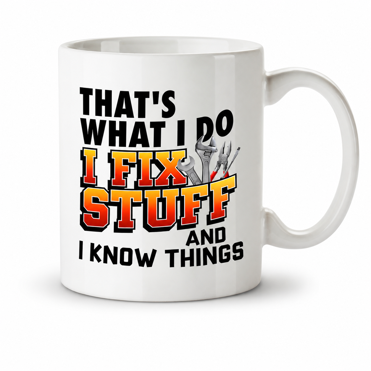 Kruzroyal That’s What I Do I Fix Stuff Mug - Funny Coffee Mugs for Men & Handyman Gifts - Builders Mug - Father’s Day Gift for Dad, Grandad, Husband - 11oz Ceramic Cup